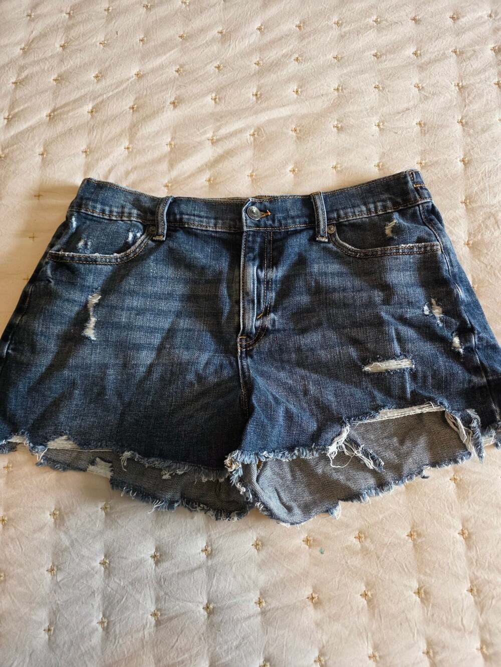 Aerie Women's Denim Mid-Rise Distressed Cut-Off Jean Shorts